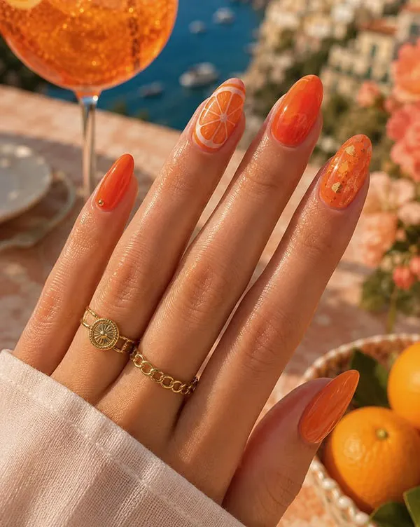35 مدل ناخن نارنجی ملایم و جیغ؛ شاد، خاص و خیلی پینترستی! 22 Orange nail model 18