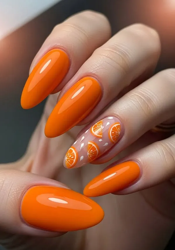 35 مدل ناخن نارنجی ملایم و جیغ؛ شاد، خاص و خیلی پینترستی! 20 Orange nail model 19