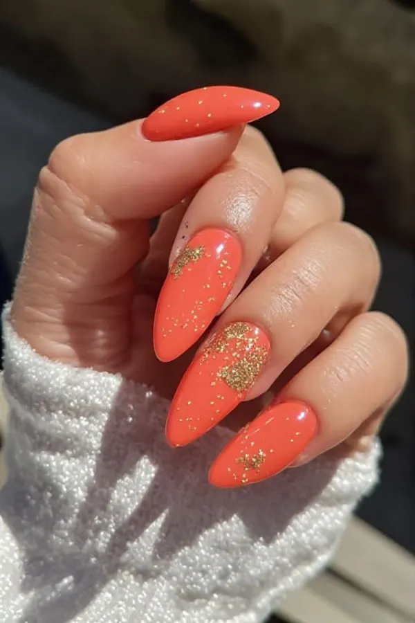35 مدل ناخن نارنجی ملایم و جیغ؛ شاد، خاص و خیلی پینترستی! 7 Orange nail model 3