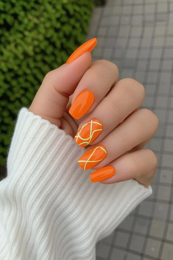 35 مدل ناخن نارنجی ملایم و جیغ؛ شاد، خاص و خیلی پینترستی! 33 Orange nail model 33