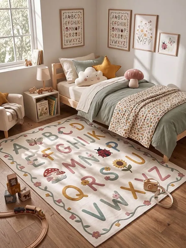 33 ایده فرش اتاق کودک؛ ایدههای کیوت برای اتاق دختر و پسر! 16 Childrens room rug 14