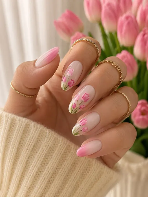32 طرح گل روی ناخن؛ از بابونه مینیمال تا شکوفههای کرهای! 34 Floral nail art design 29