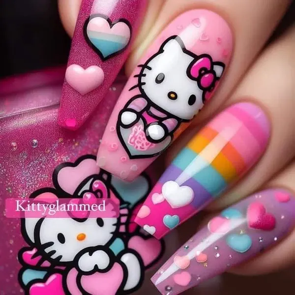 Hello Kitty nail design 13
