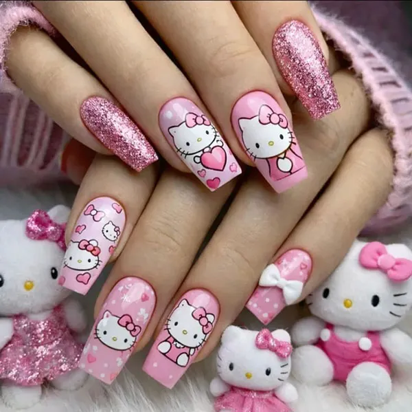 Hello Kitty nail design 26