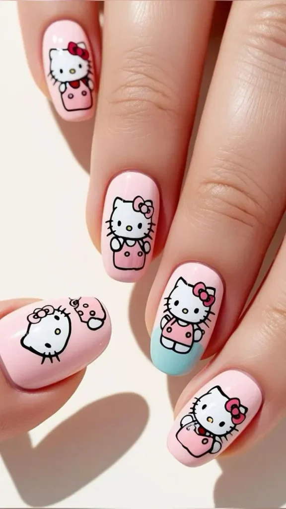 Hello Kitty nail design 3