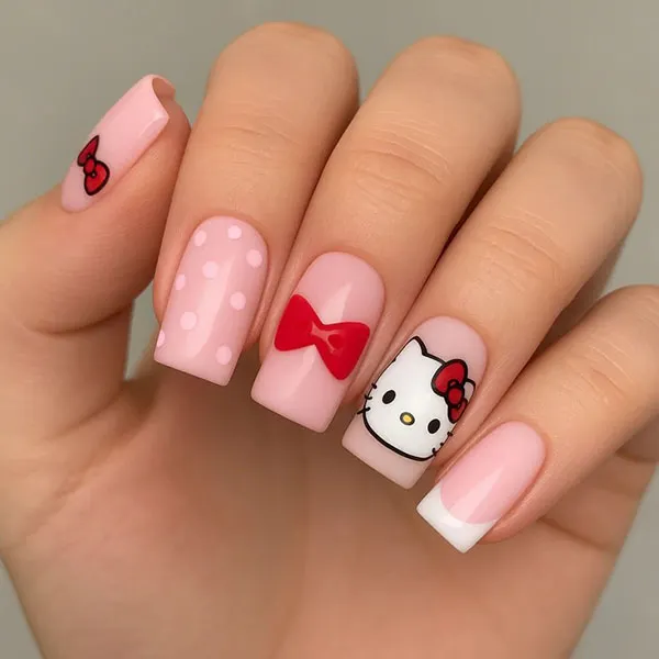 Hello Kitty nail design 6