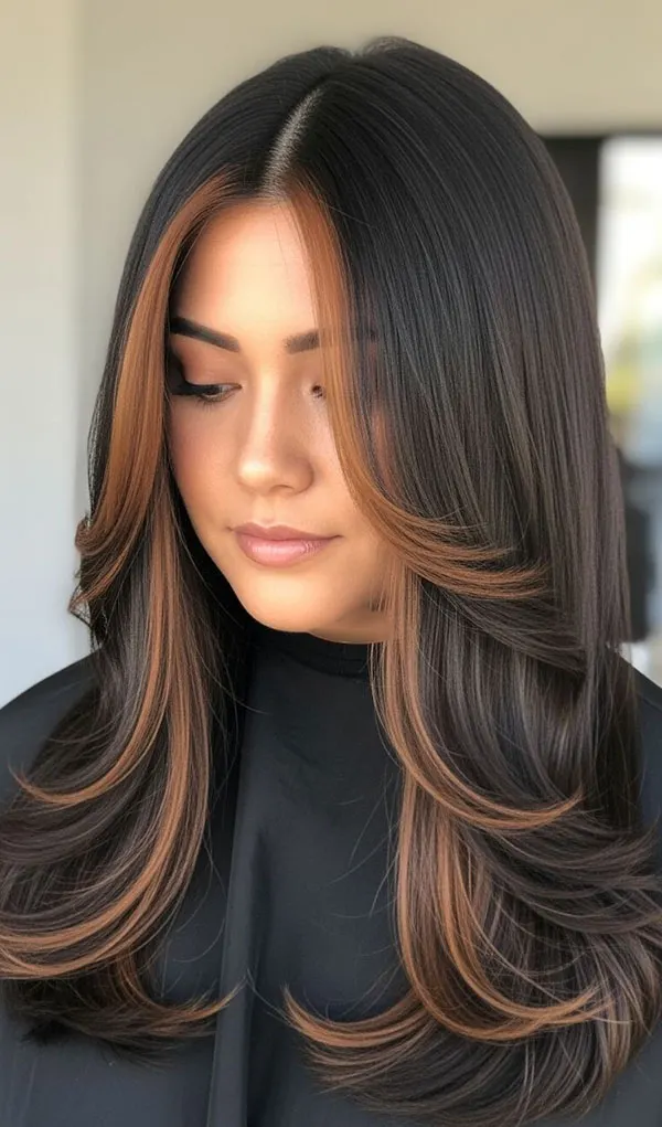 Nescafe toned highlights on black hair 16