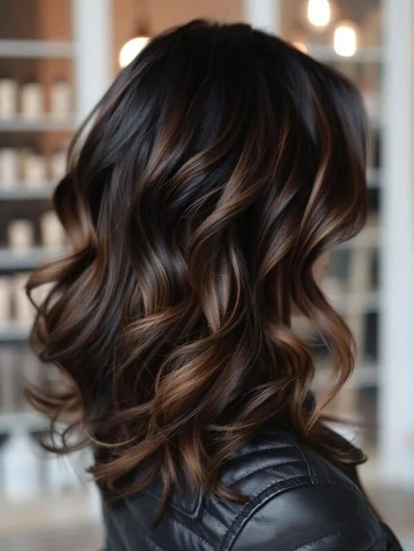 Nescafe toned highlights on black hair 26