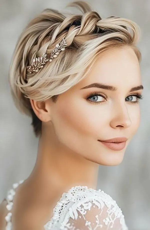 34 مدل شینیون مو کوتاه دخترانه؛ شیک، ساده و خاص! 35 Short hair updo style for girls 29