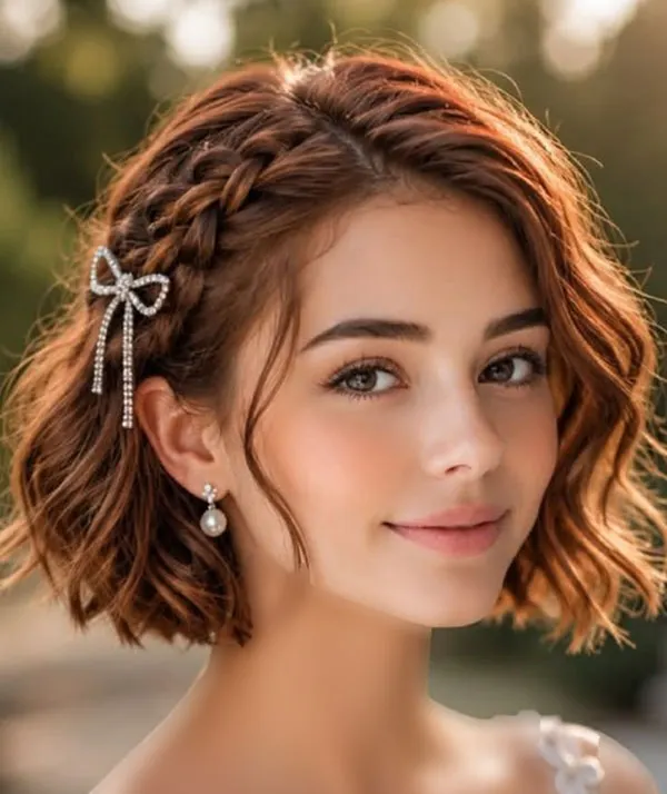 34 مدل شینیون مو کوتاه دخترانه؛ شیک، ساده و خاص! 11 Short hair updo style for girls 6