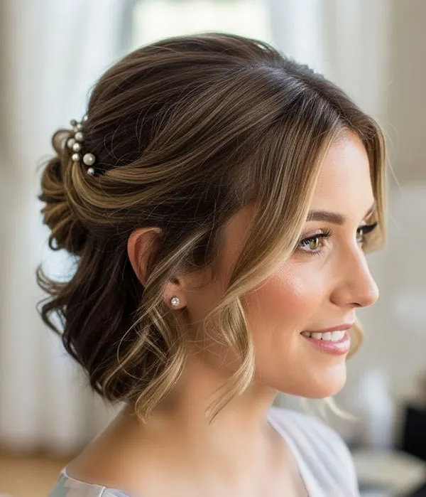 34 مدل شینیون مو کوتاه دخترانه؛ شیک، ساده و خاص! 13 Short hair updo style for girls 8