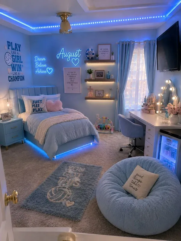 Sporty style bedroom decor for girls 25