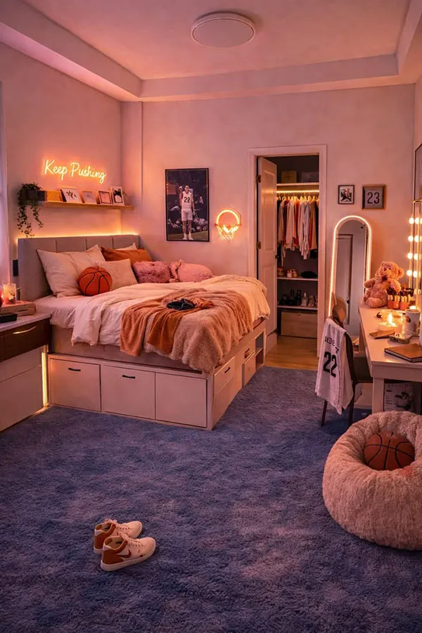 Sporty style bedroom decor for girls 28
