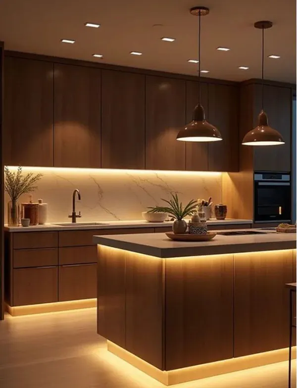 32 ایده لاین نوری زیر کابینت که ظاهر آشپزخانه را متحول میکند! 35 Under cabinet linear light 31