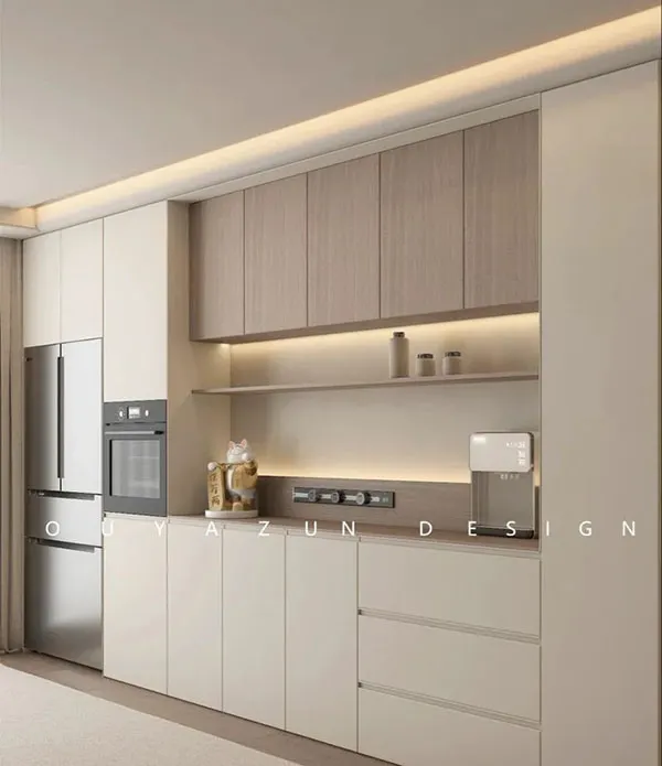 White and Nescafe colored cabinets 8