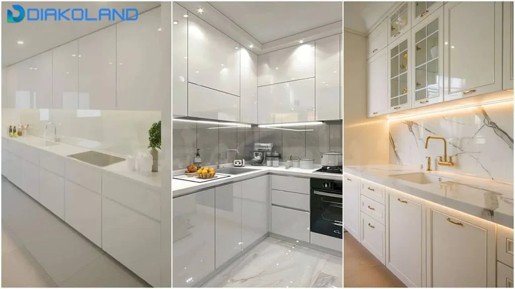 31 مدل اوپن آشپزخانه؛ بهترین طراحی برای خانههای ایرانی! 3 کابینت های گلاس سفید