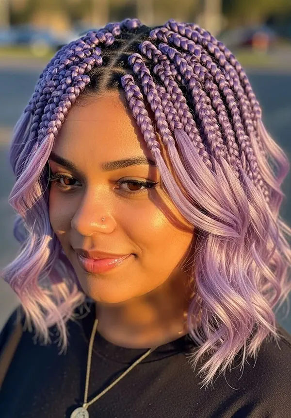 Braiding short hair with added colored hair extensions 20