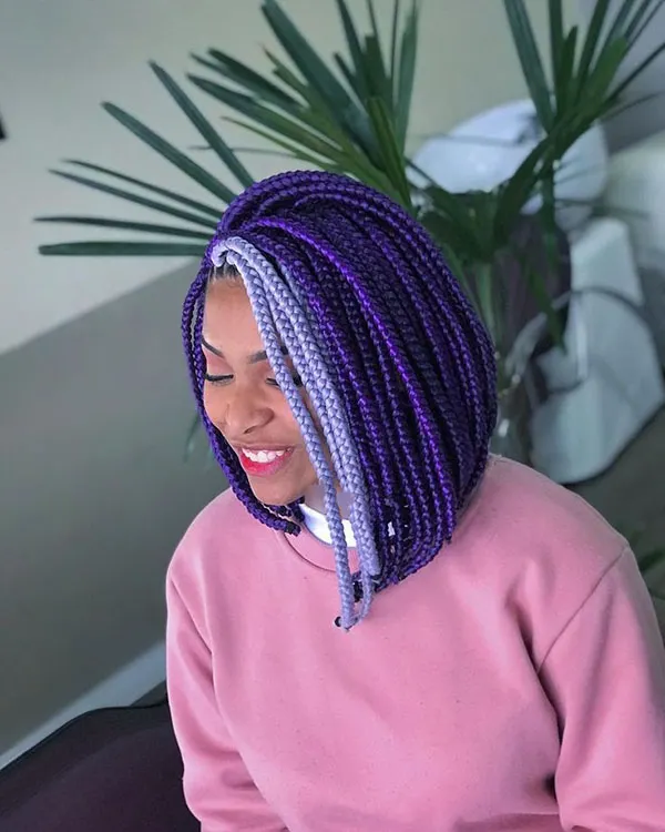 Braiding short hair with added colored hair extensions 5