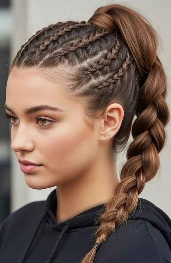 Chic braided ponytail for girls 14