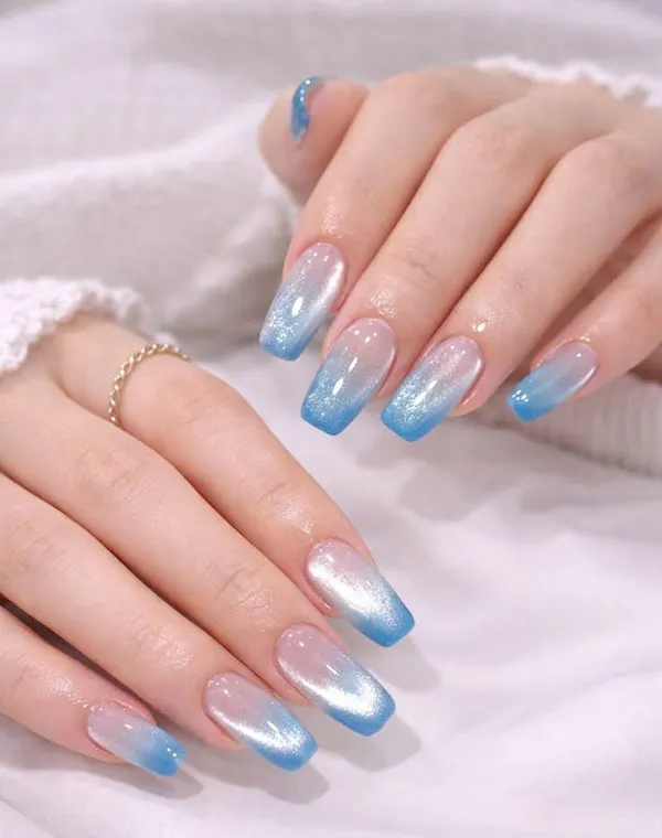 Dark and light blue nail designs 13