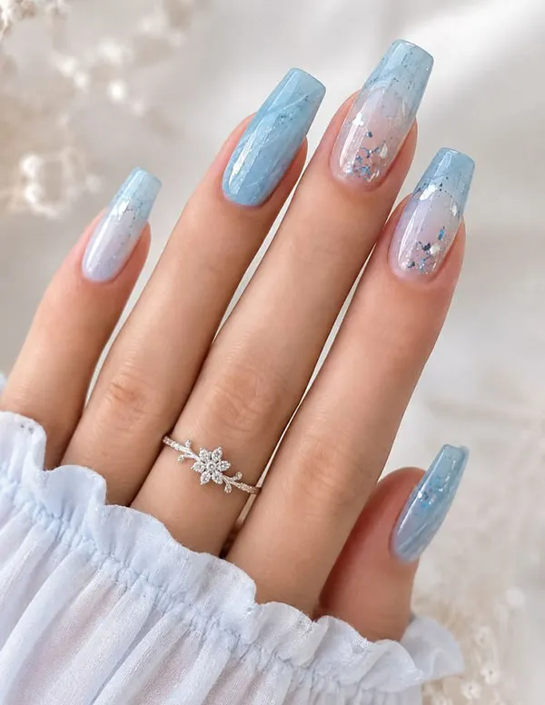 Dark and light blue nail designs 6