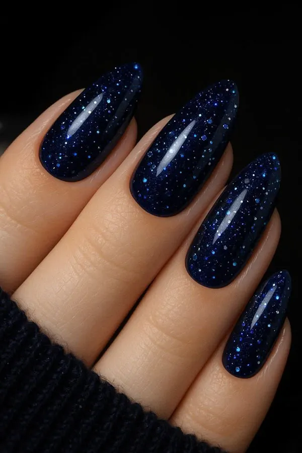 Dark and light blue nail designs 7