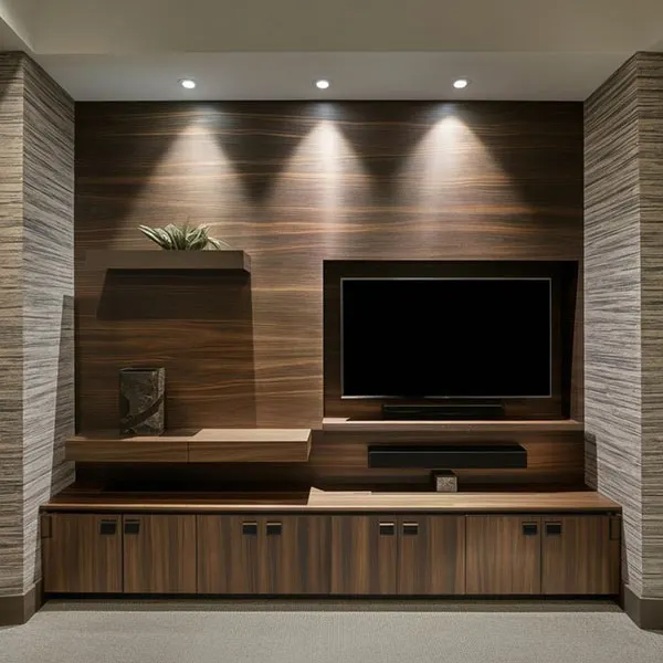 Decor behind the TV with wood 29