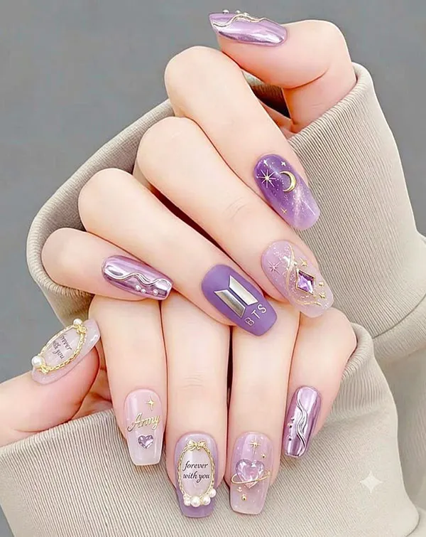 جدیدترین مدل ناخن کره ای پینترست؛ کیوت، مینیمال و ترند 2026 38 Korean nail designs from Pinterest 35