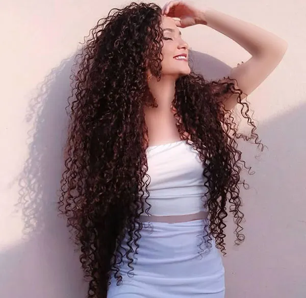 Long tight curly hairstyle 28