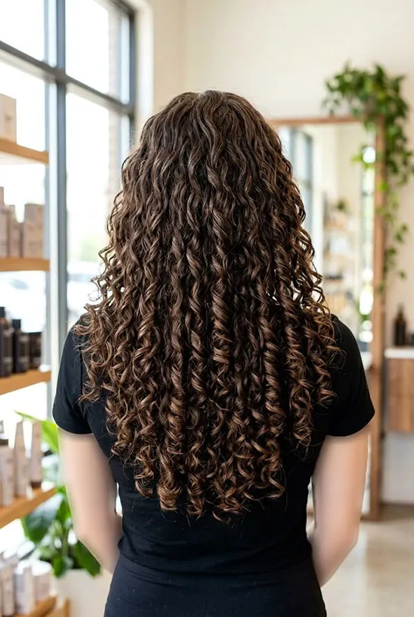 Long tight curly hairstyle 29