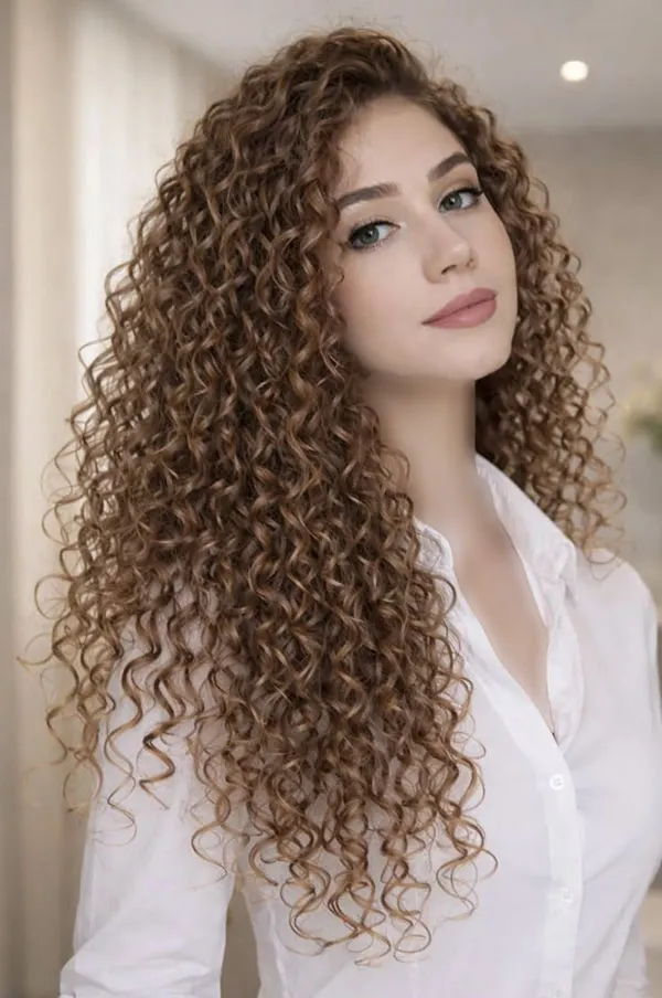 Long tight curly hairstyle 4