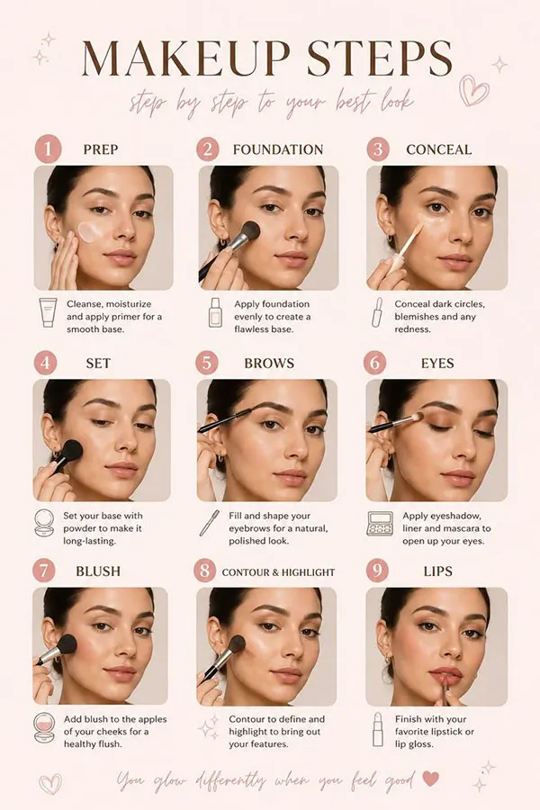 Order of facial makeup application 4