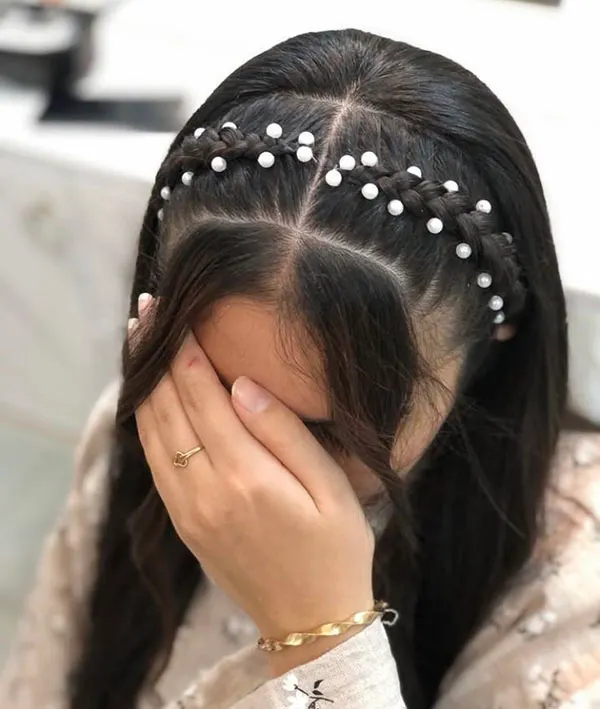 مدل بافت مرواریدی دخترانه: 31 مدل ترند برای موهای بلند و کوتاه 26 Seed stitch pattern 20