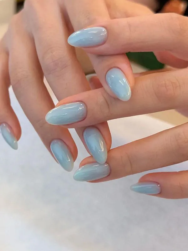 Sky blue nail polish 2