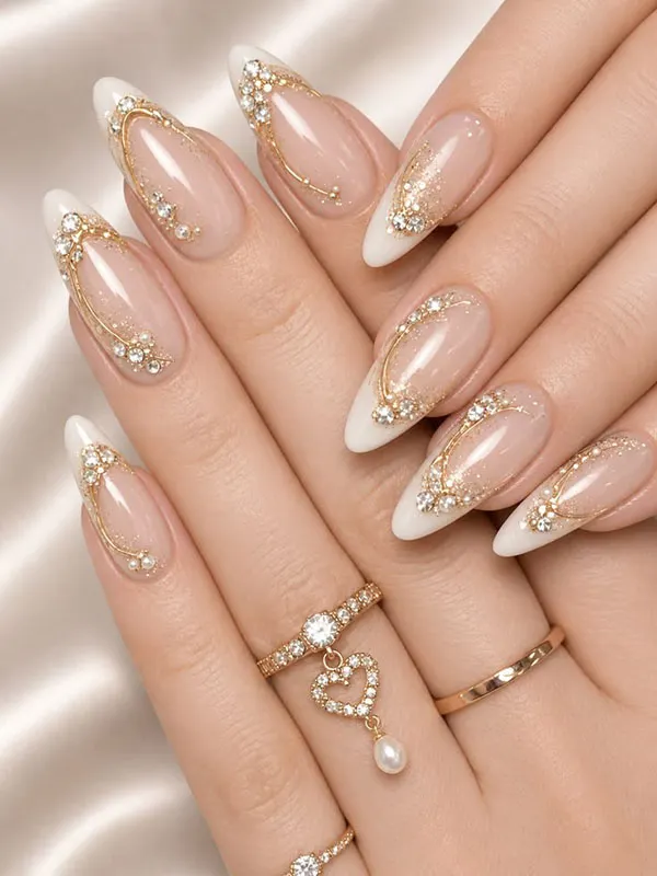 32 طرح ناخن برای عروسی | انتخابهایی که از مد نمیافتند! 28 Wedding nail designs 30