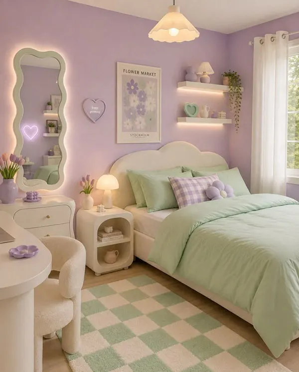 رنگ اتاق خواب دخترانه 2026؛ شیکترین رنگها و ترکیبهای جدید! 14 2026 Girls Bedroom Color Trends 11