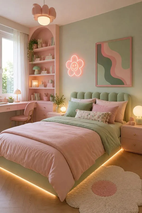 رنگ اتاق خواب دخترانه 2026؛ شیکترین رنگها و ترکیبهای جدید! 36 2026 Girls Bedroom Color Trends 34