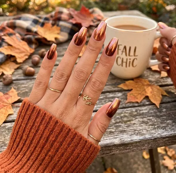Autumn Chrome Nail Design 11