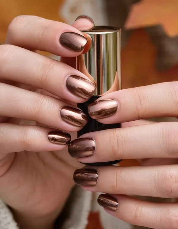 Autumn Chrome Nail Design 21