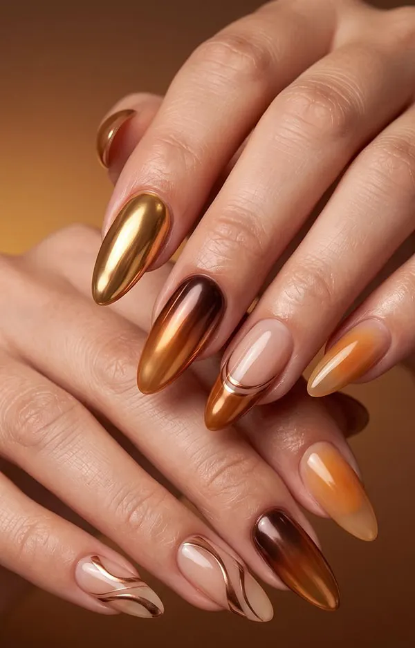 Autumn Chrome Nail Design 24