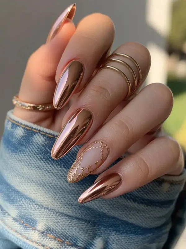 Autumn Chrome Nail Design 27