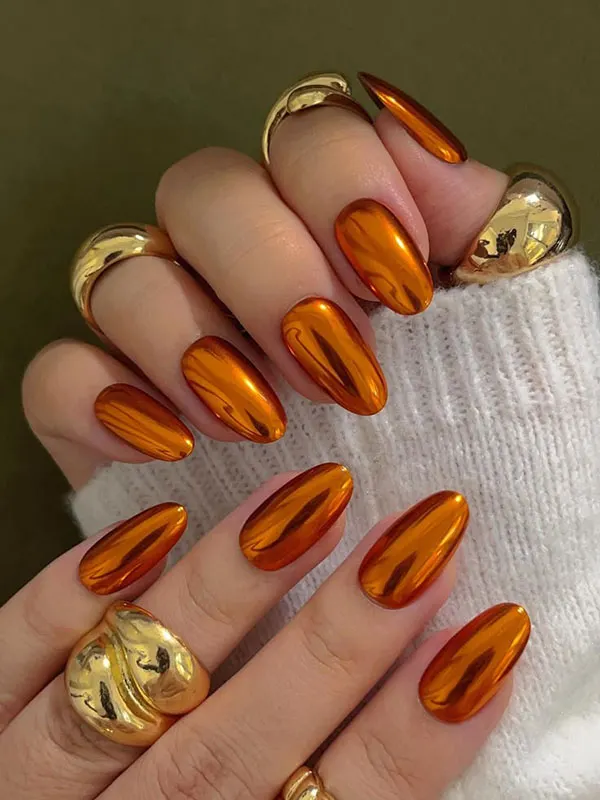 Autumn Chrome Nail Design 3