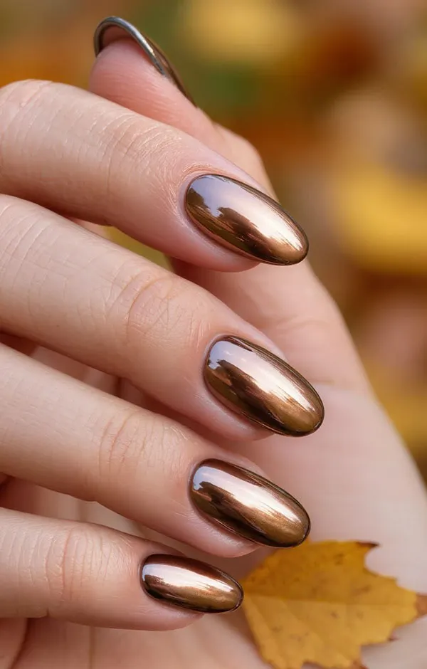 Autumn Chrome Nail Design 31