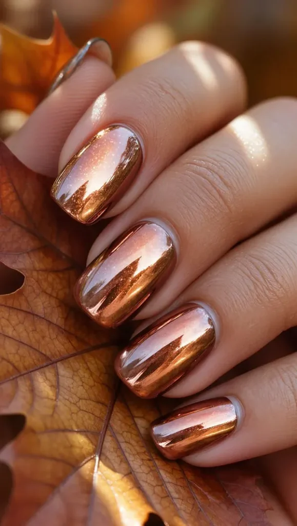 Autumn Chrome Nail Design 7