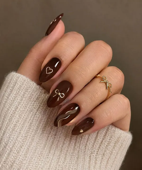 Chocolate themed nail design 15