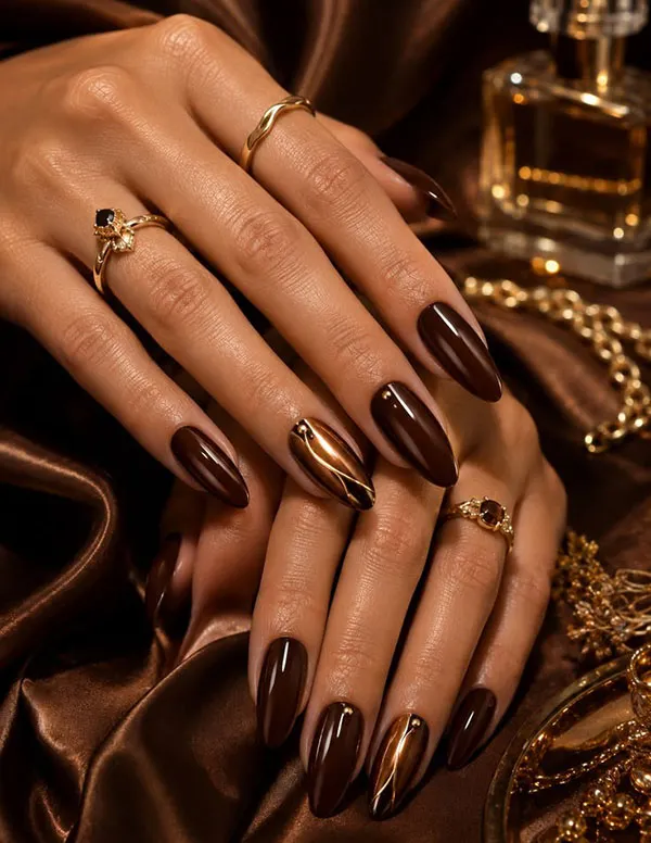 Chocolate themed nail design 16