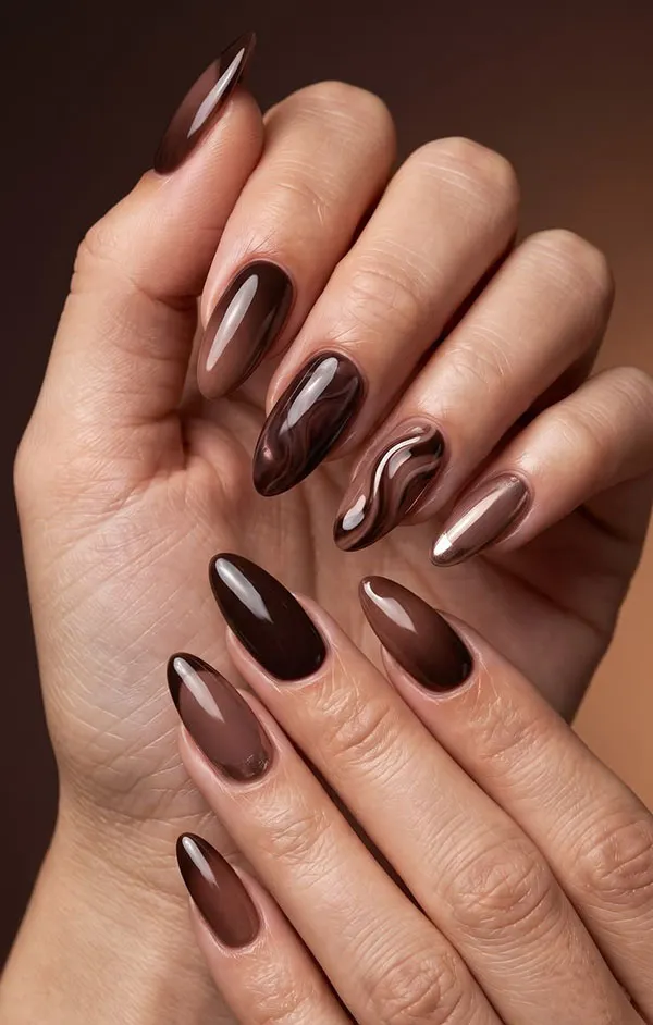 Chocolate themed nail design 18