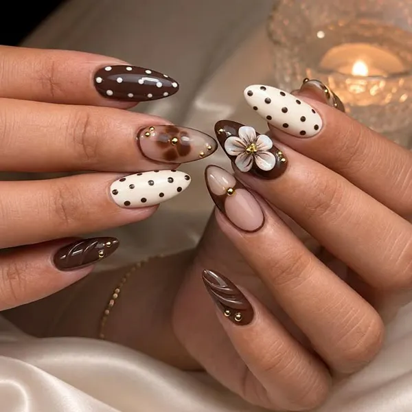 Chocolate themed nail design 27