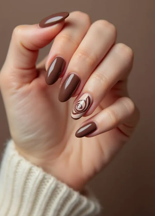 Chocolate themed nail design 3