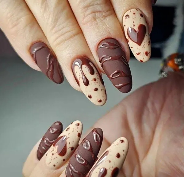 Chocolate themed nail design 5